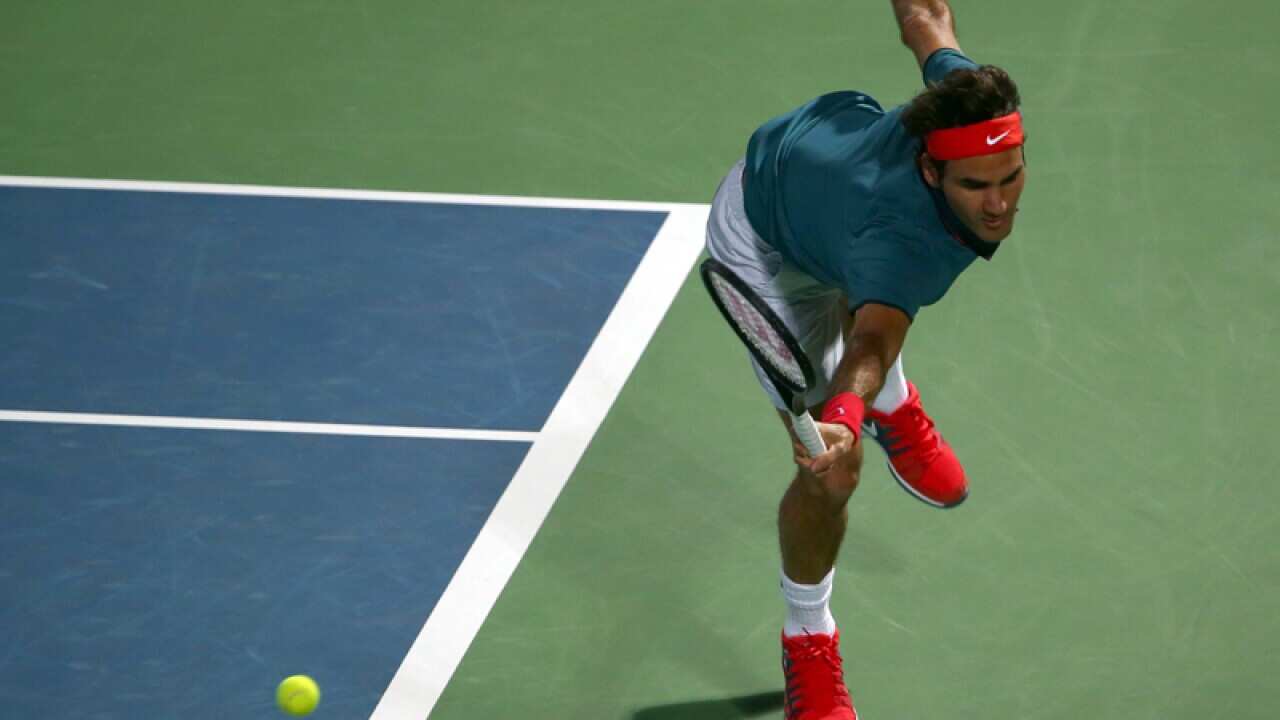 Roger Federer in action