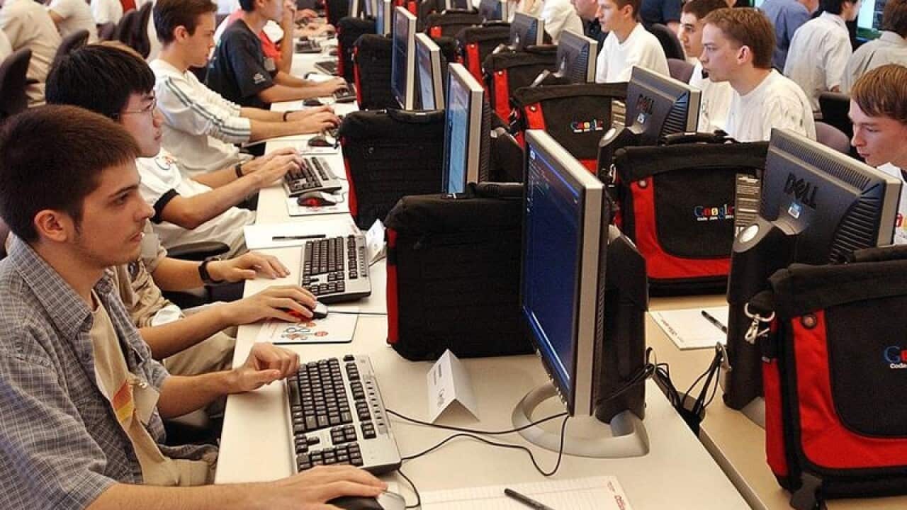 Contestants compete in "computer code jam,"