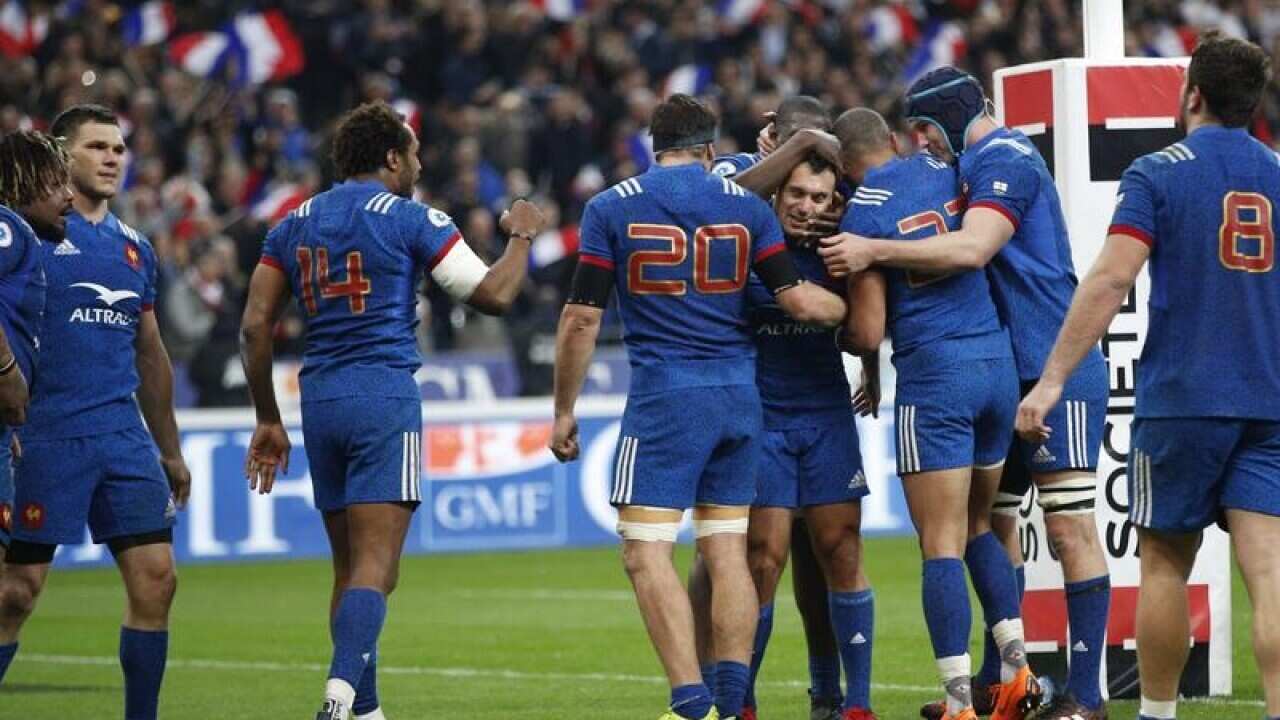 France celebrate after beating England.