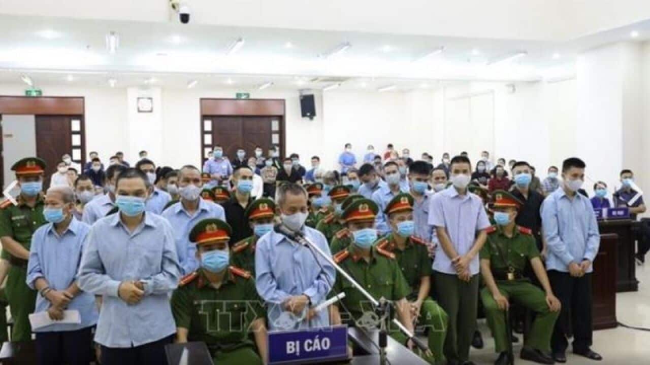 Phiên tòa sơ thẩm sáng 7/9 tại Hà Nội.