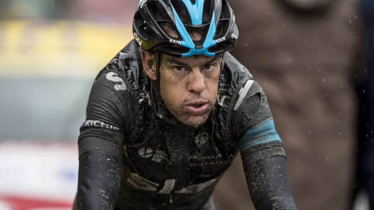 Richie Porte Team Sky crosses the finish line