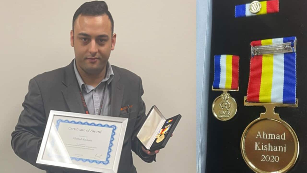 Ahmed Kishani from Lebanon saved a 93 year old woman from a burning car while off duty as a mall security guard.