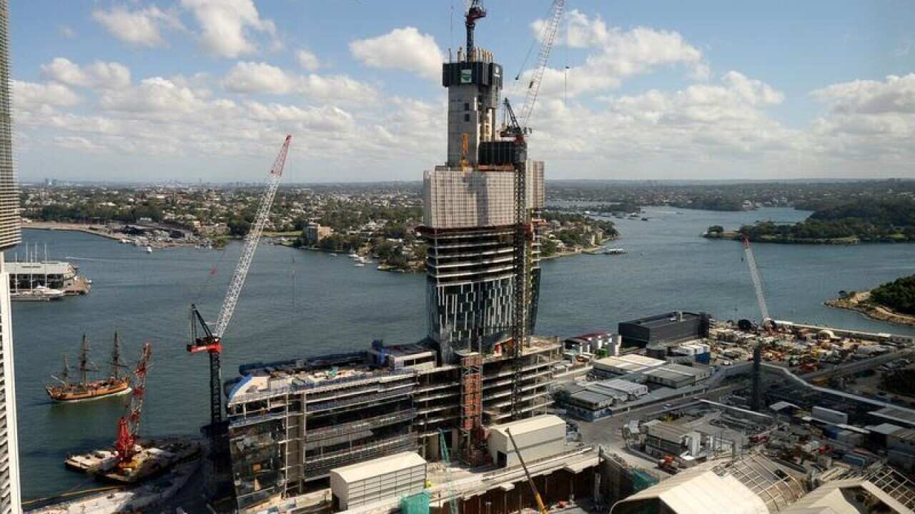 Construction continues on the Crown Casino building at Sydney
