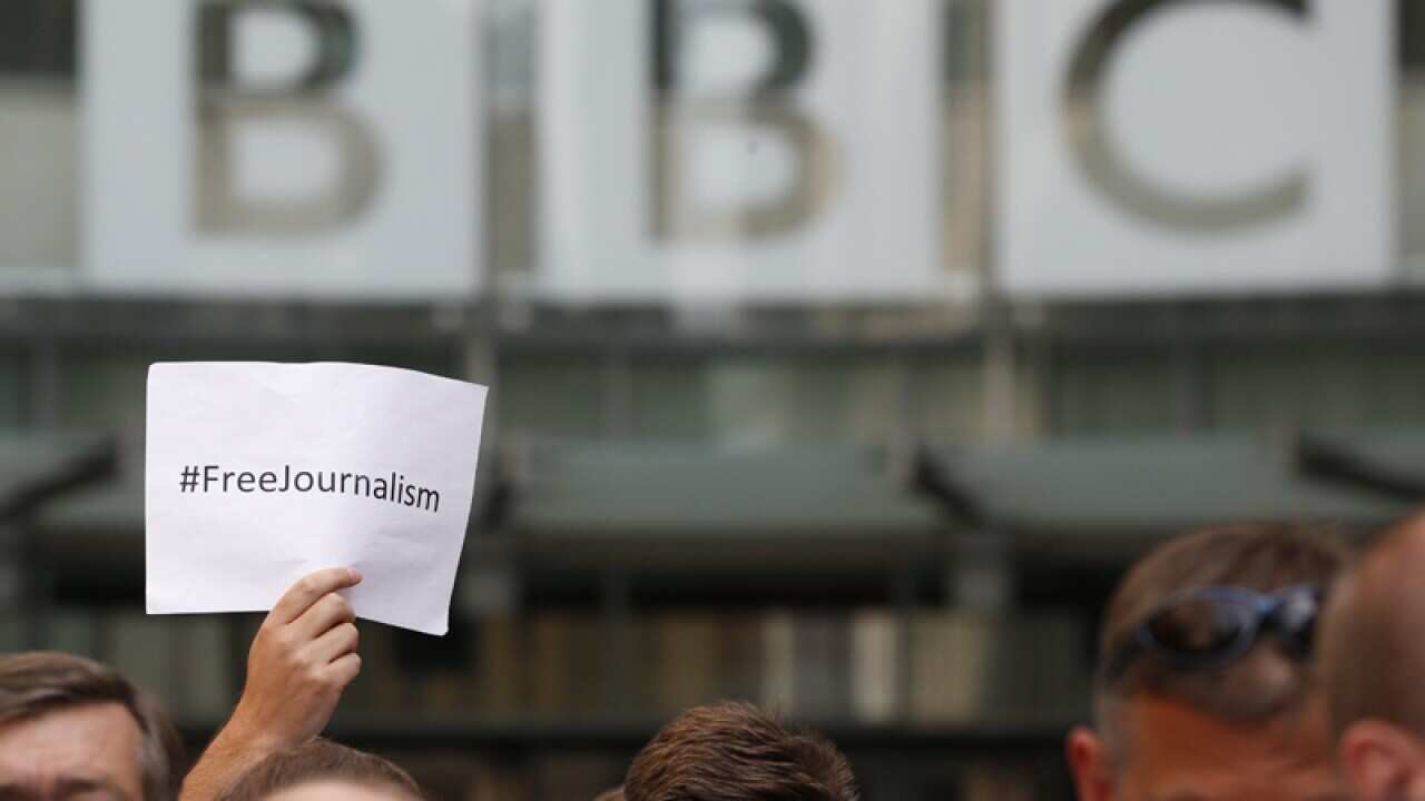 BBC workers protests Al Jazeera journalists sentence.