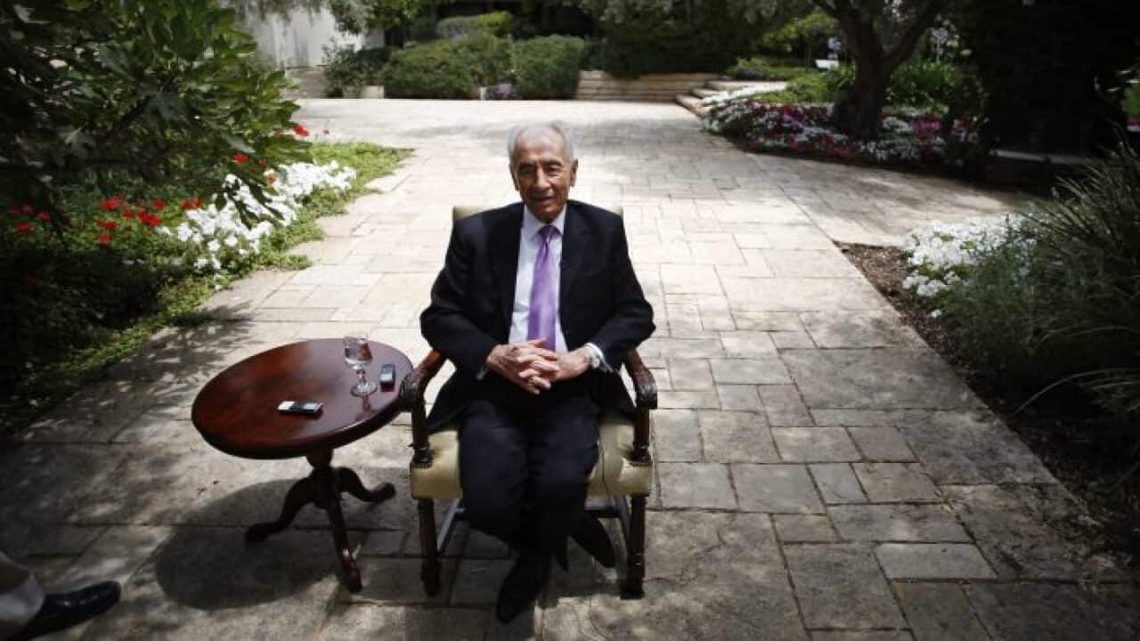 Shimon Peres in his garden