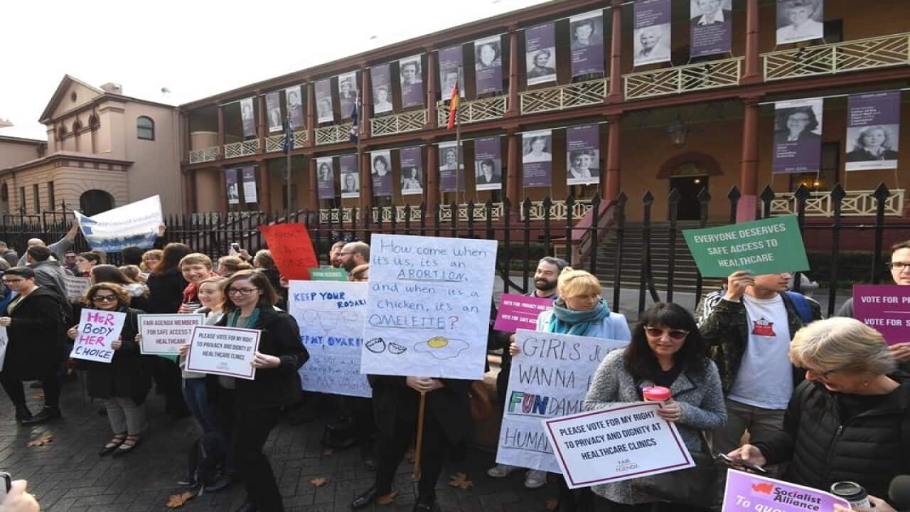 Supporters of the bill outside state Parliament