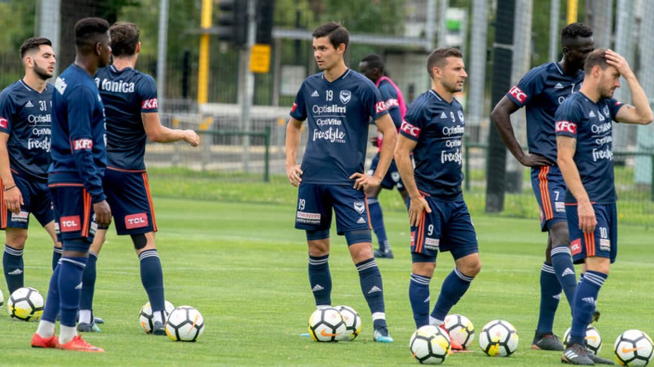 Melbourne Victory players train at Gosch's Paddock in Melbourne