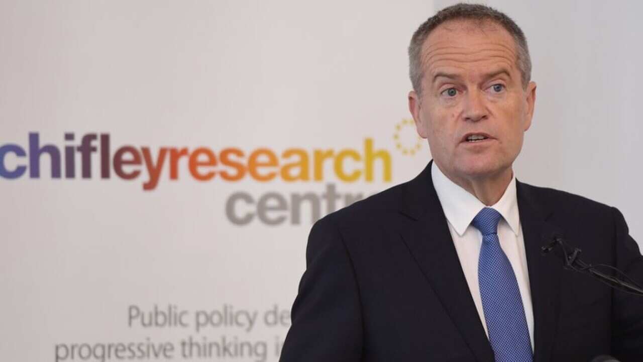 Leader of the Opposition Bill Shorten speaking to the Chifley Research Centre in Sydney, Tuesday, March 13, 2018. (AAP Image/Dean Lewins) NO ARCHIVING