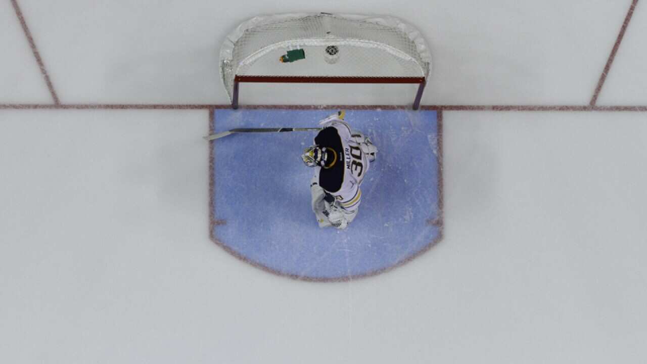 A hockey player in action