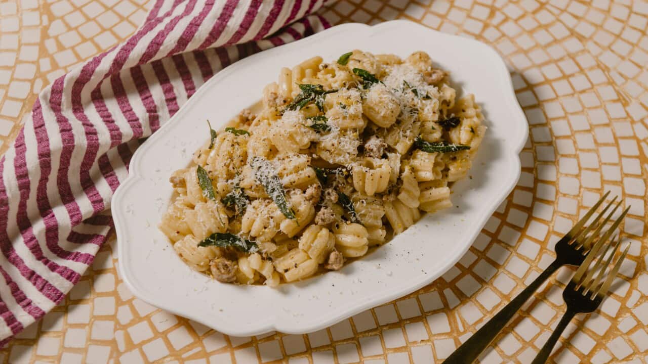 Silky pork, butter and crispy sage pasta