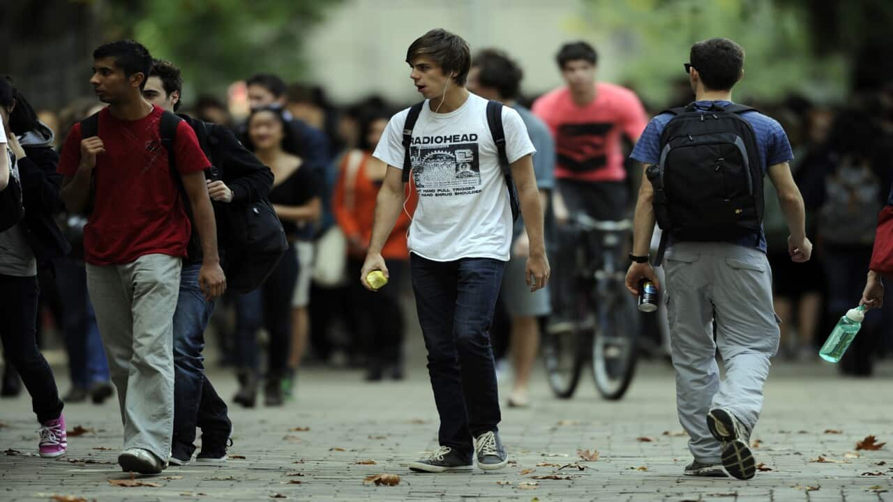 Tertiary students at the University of Melbourne in Melbourne, Wednesday, May 8, 2012. (AAP Image/Julian Smith) NO ARCHIVING