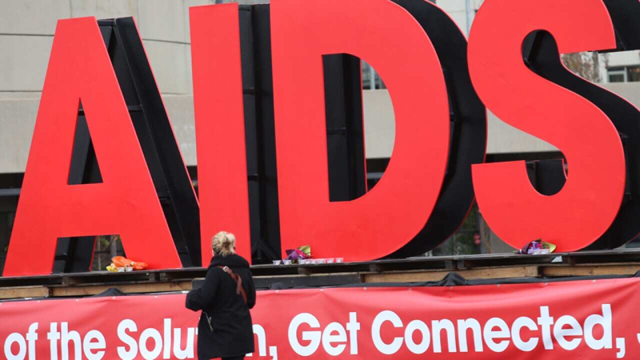 Aids 2014 conference sign.
