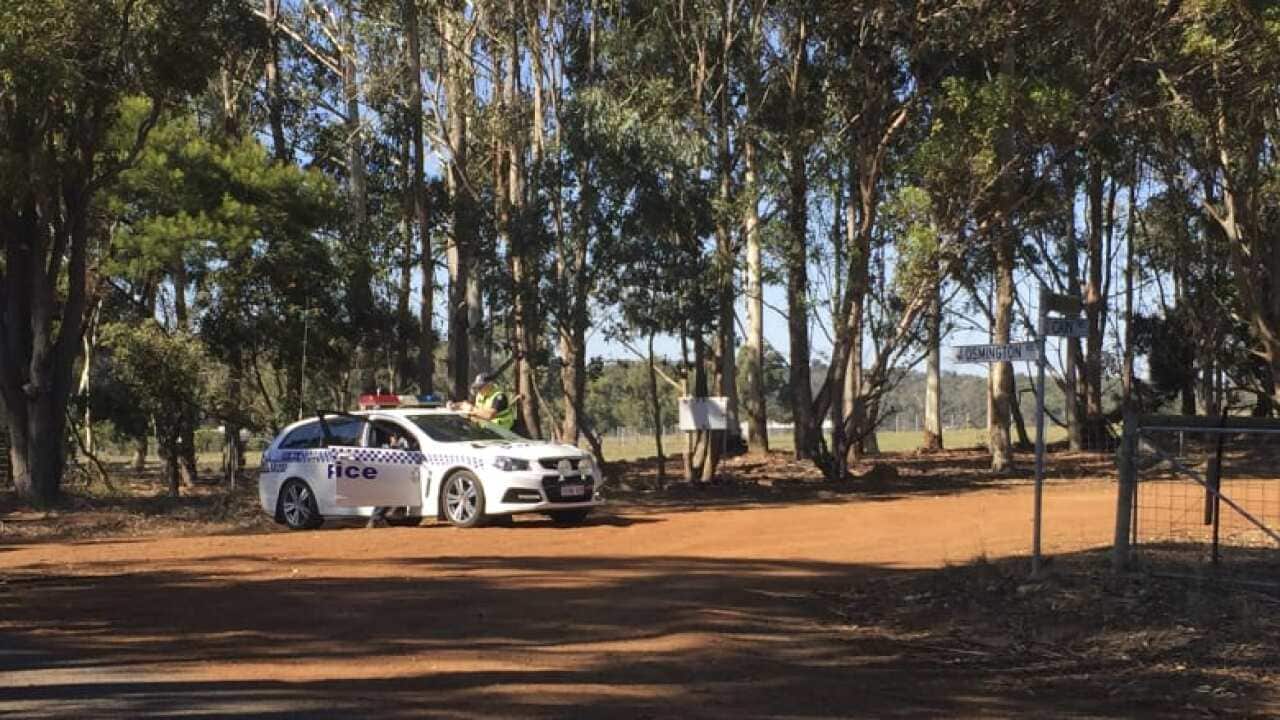 Police at the property on Friday morning