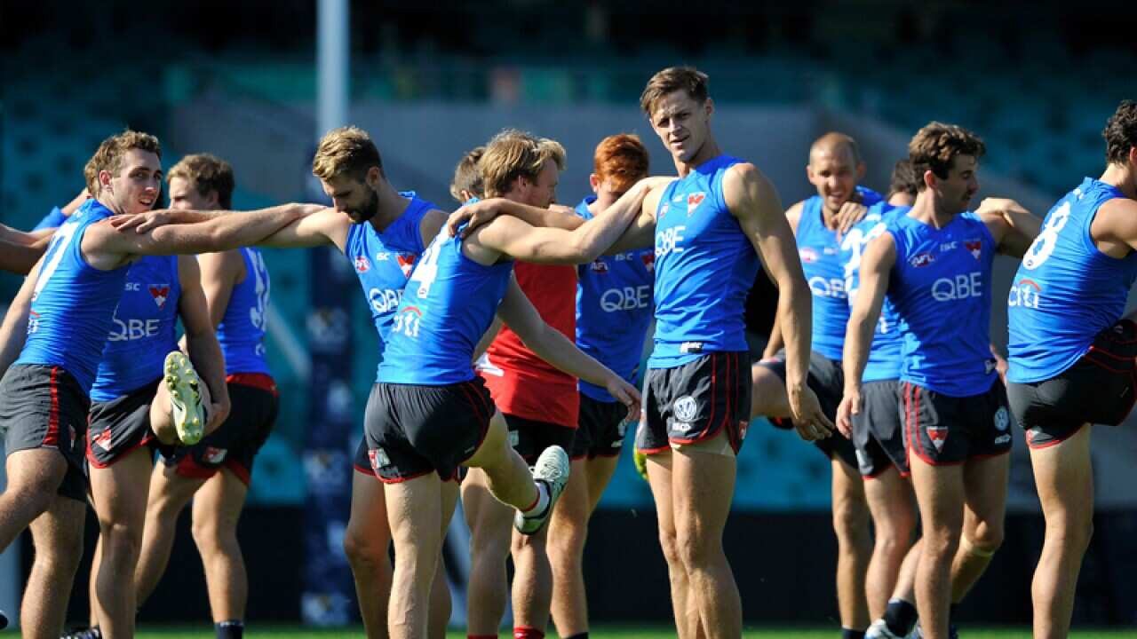 Sydney Swans AFL players during a training session