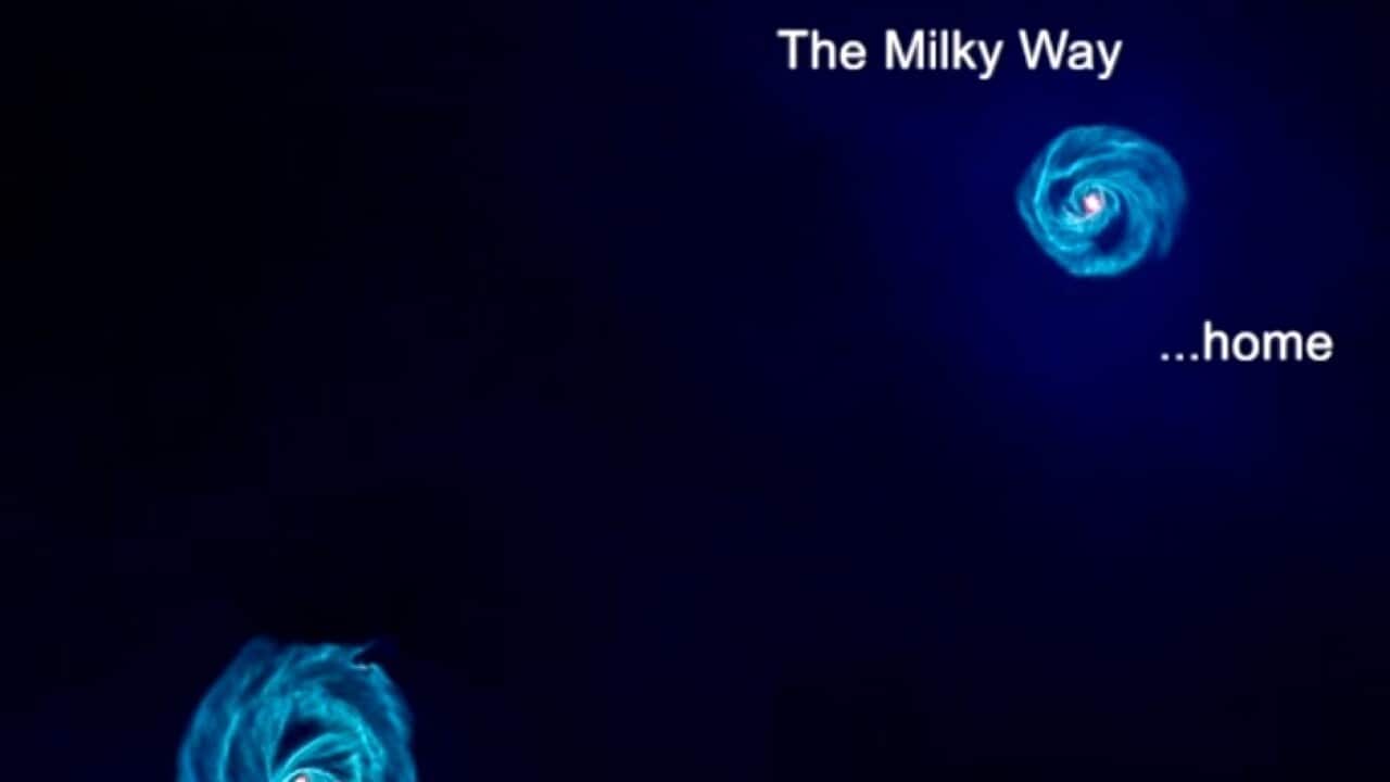 The Milky Way and Andromeda prior to the merger.