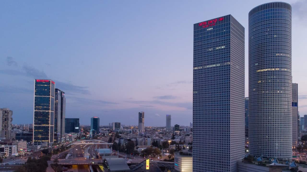 TEL AVIV, ISRAEL - APRIL 09: A view of the empty Ayalon Highway and Azrieli Towers