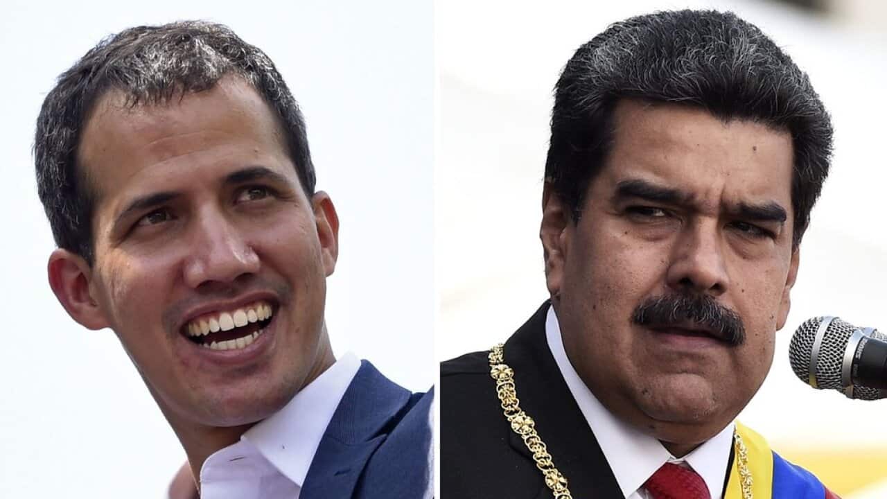 Juan Guaido, left, Venezuela’s opposition leader, and President Nicolás Maduro. Both men have debatable claims to legitimacy as the country’s leader.