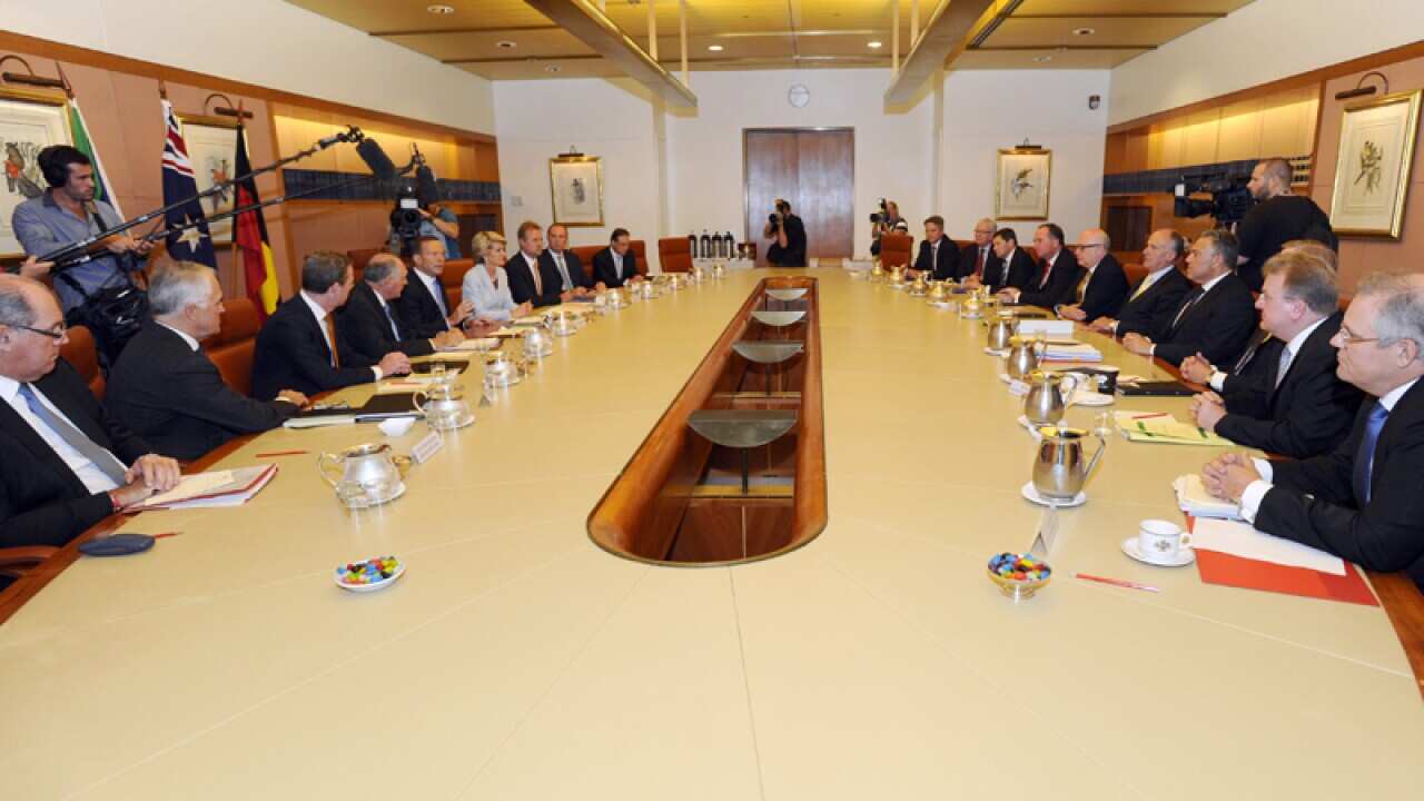 Prime Minister Tony Abbott chairs a cabinet meeting