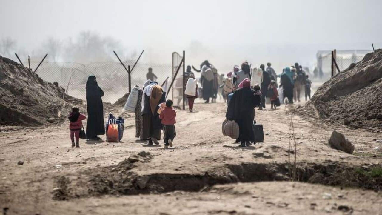 Residents fleeing a national disaster
