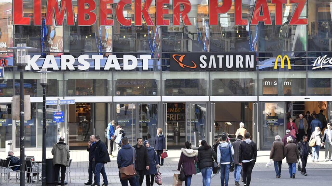 People walking to the Limbecker Platz in Essen, Germany