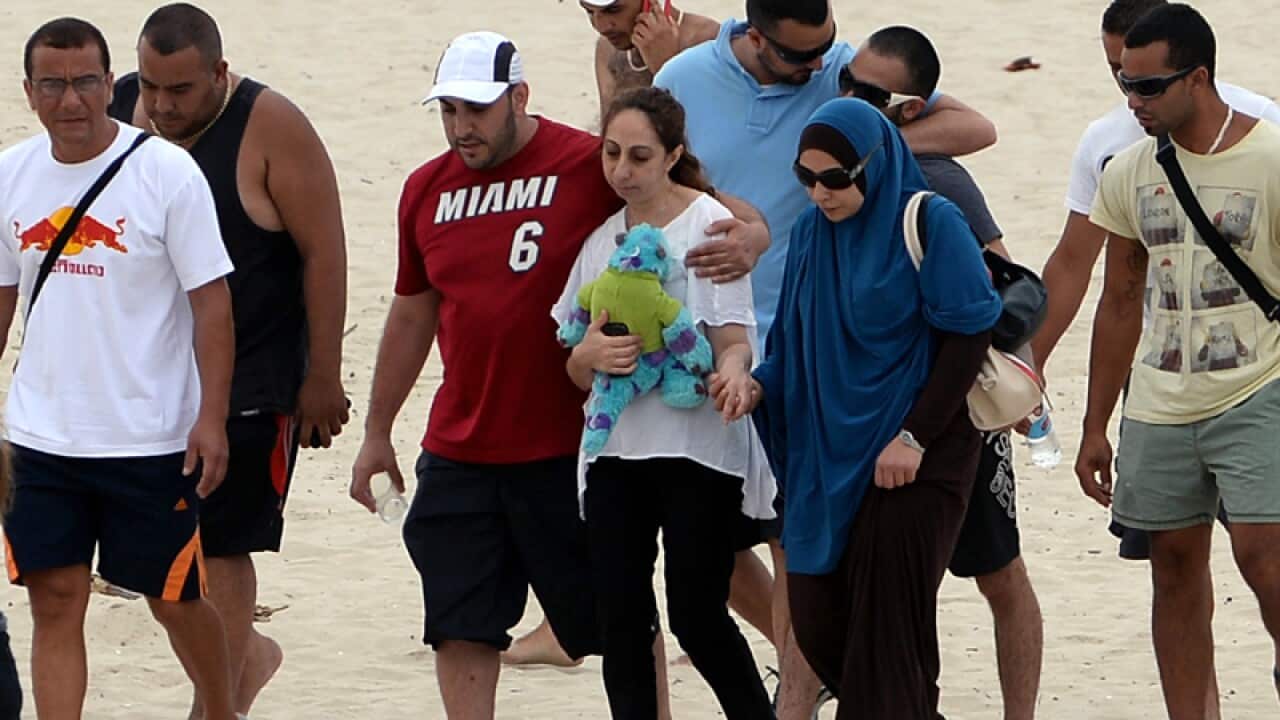 The relatives of drowned five-year-old Ayman Ksebe at Dolls Point