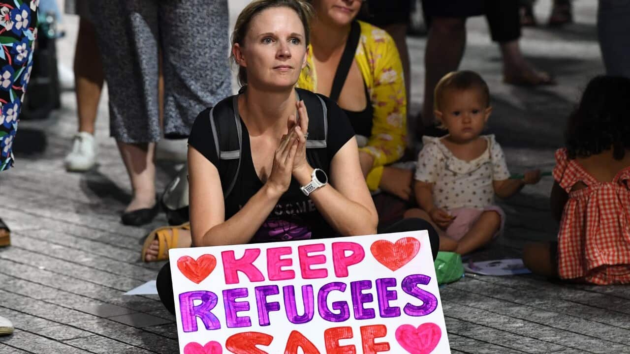A pro-refugee protest is held in Brisbane (AAP)
