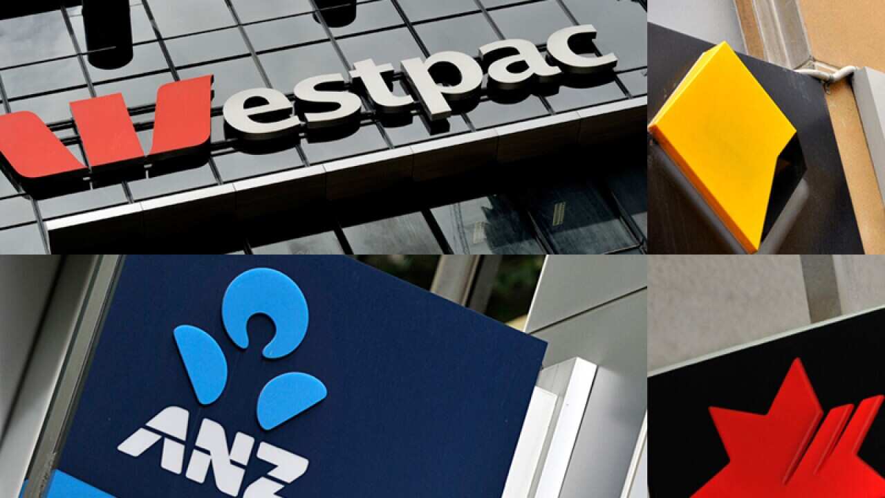 A composite image of signage of Australia's 'big four' banks