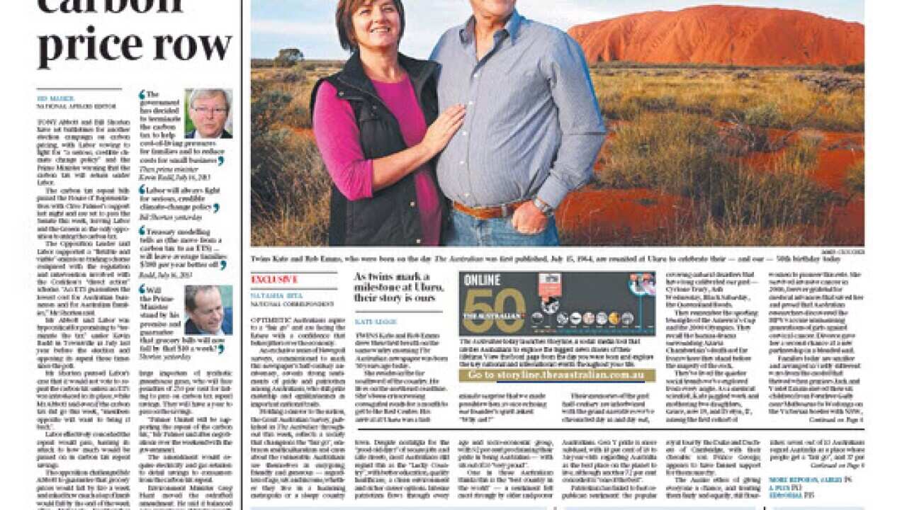 One of Australia's best known media institutions - The Australian - turns 50 today, 15 July 2014.