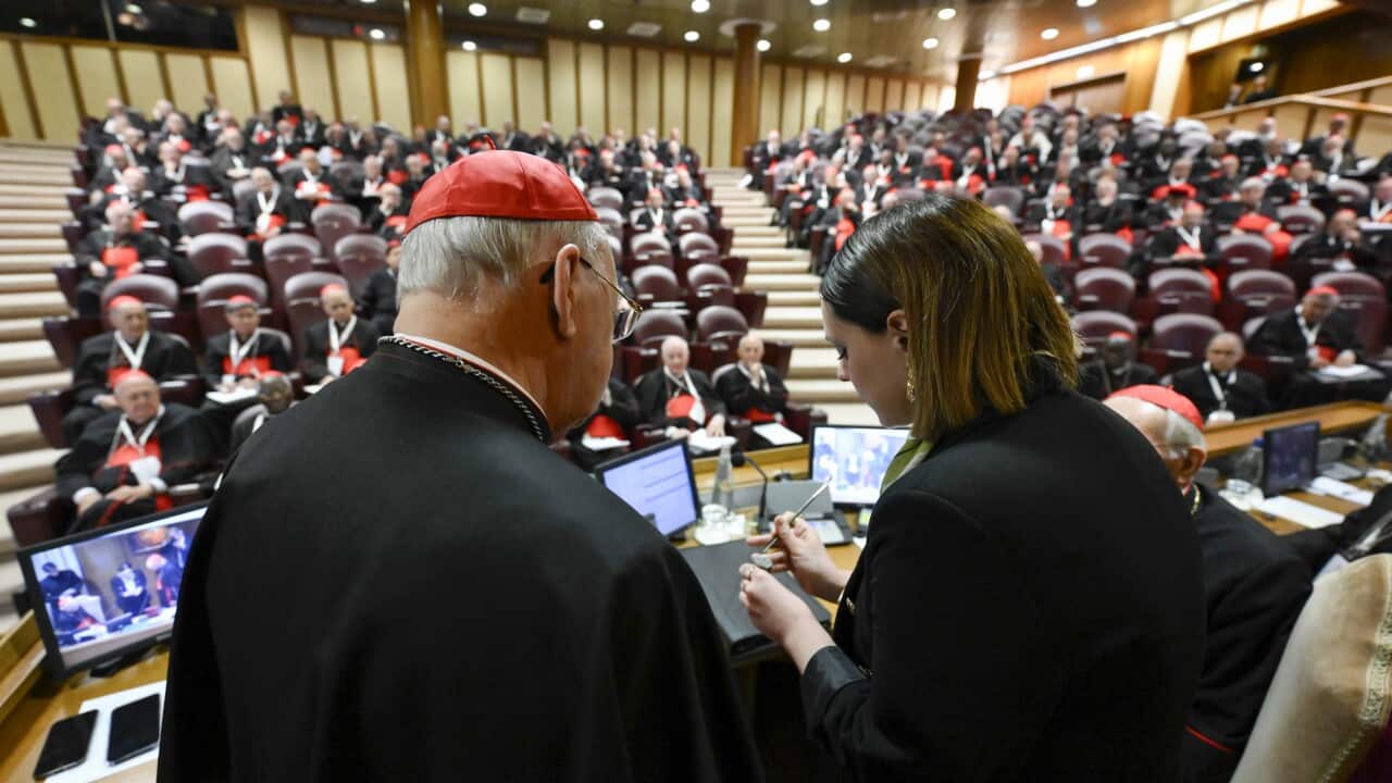 ITALY - THE ANNULMENT OF THE PAPAL FISHERMAN'S RING AND LEAD SEAL IN THE PRESENCE OF CAMERLENGO KEVIN FARRELL DURING THE 12TH GENERAL CONGREGATION OF THE COLLEGE OF CARDINAL AT THE VATICAN - 2025/5/6