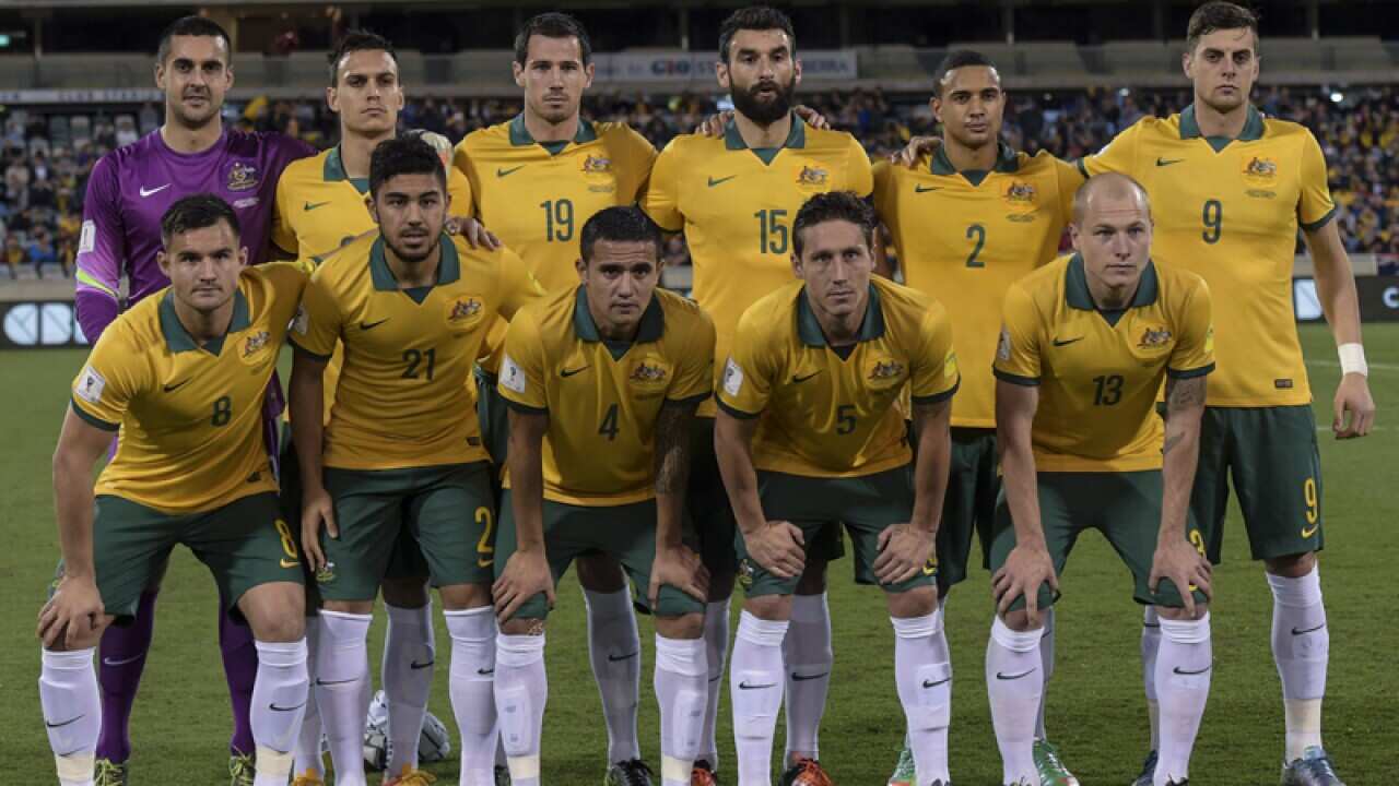 The Socceroos ahead of their match against Kyrgyzstan