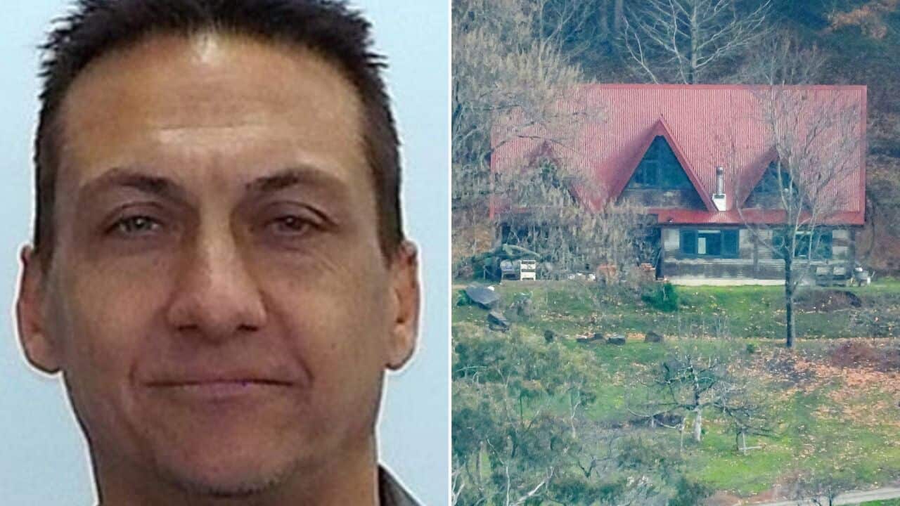 A composite image of Dezi Freeman and a rural property.