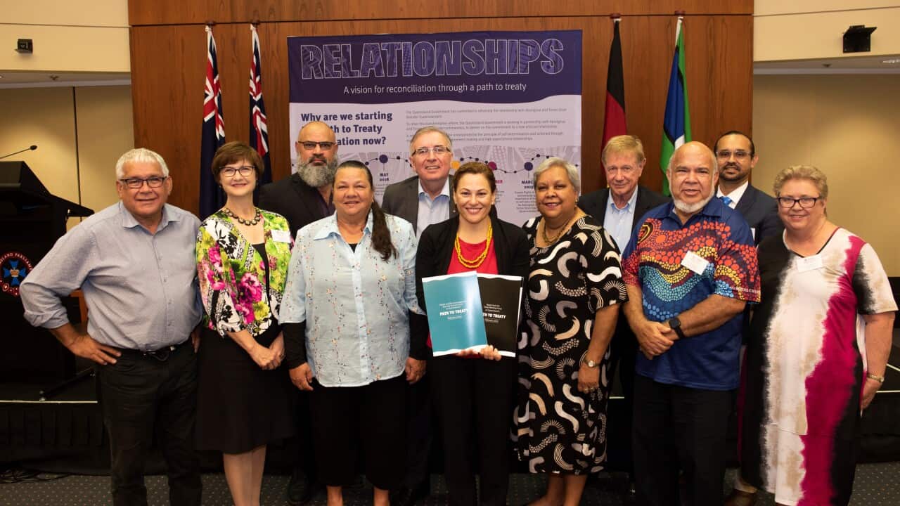 Deputy Premier, Jackie Trad with representatives from the Eminent Panel and Treaty Working Group, 10 February, Brisbane, QLD.