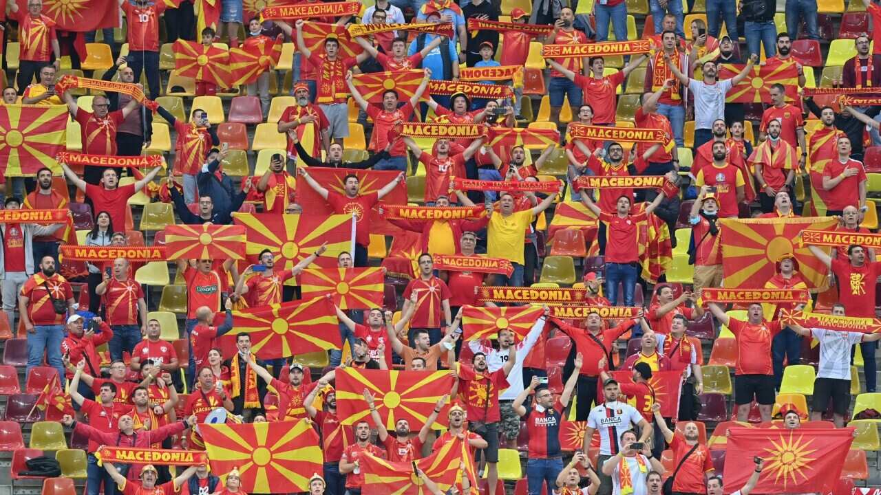 Macedonian Soccer Fans on June 13,2021 in Bucharest, Romania