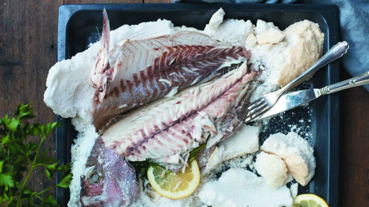 Salt-crust fish
