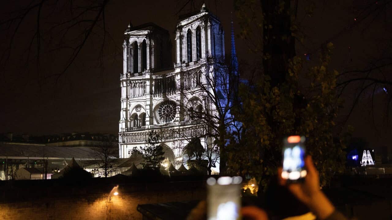 Crowds during Notre-Dame Cathedral re-opening ceremony - Paris