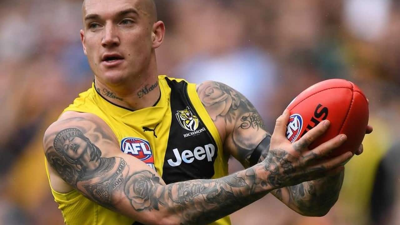 Dustin Martin of the Tigers in action during the AFL grand final.