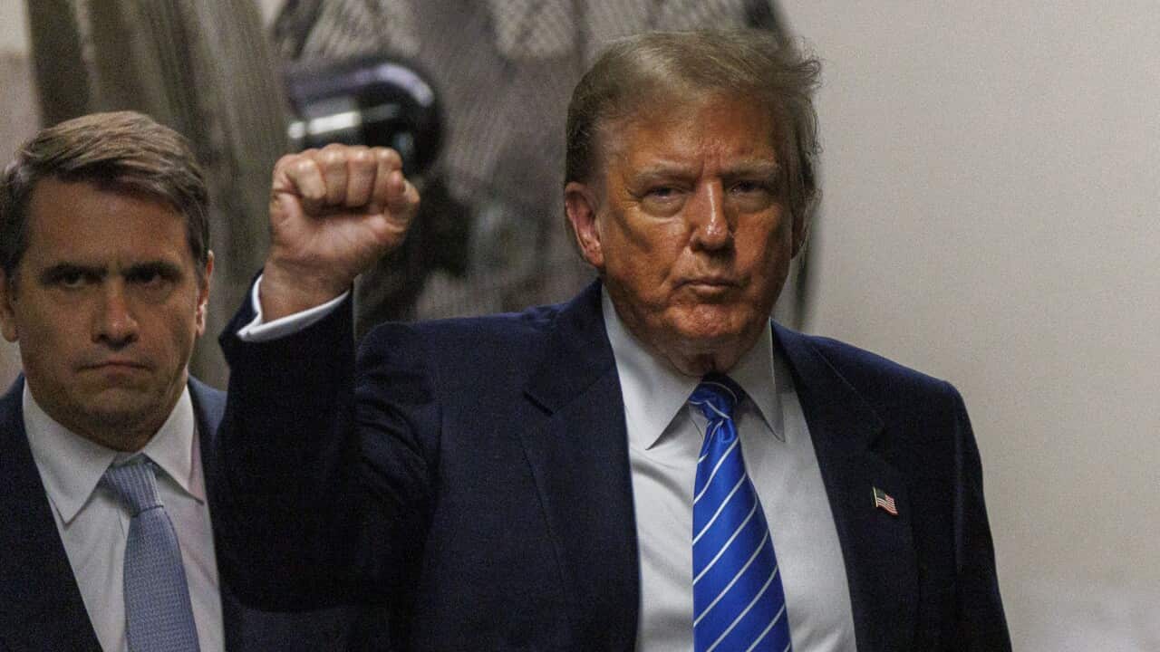 Donald Trump leaves court