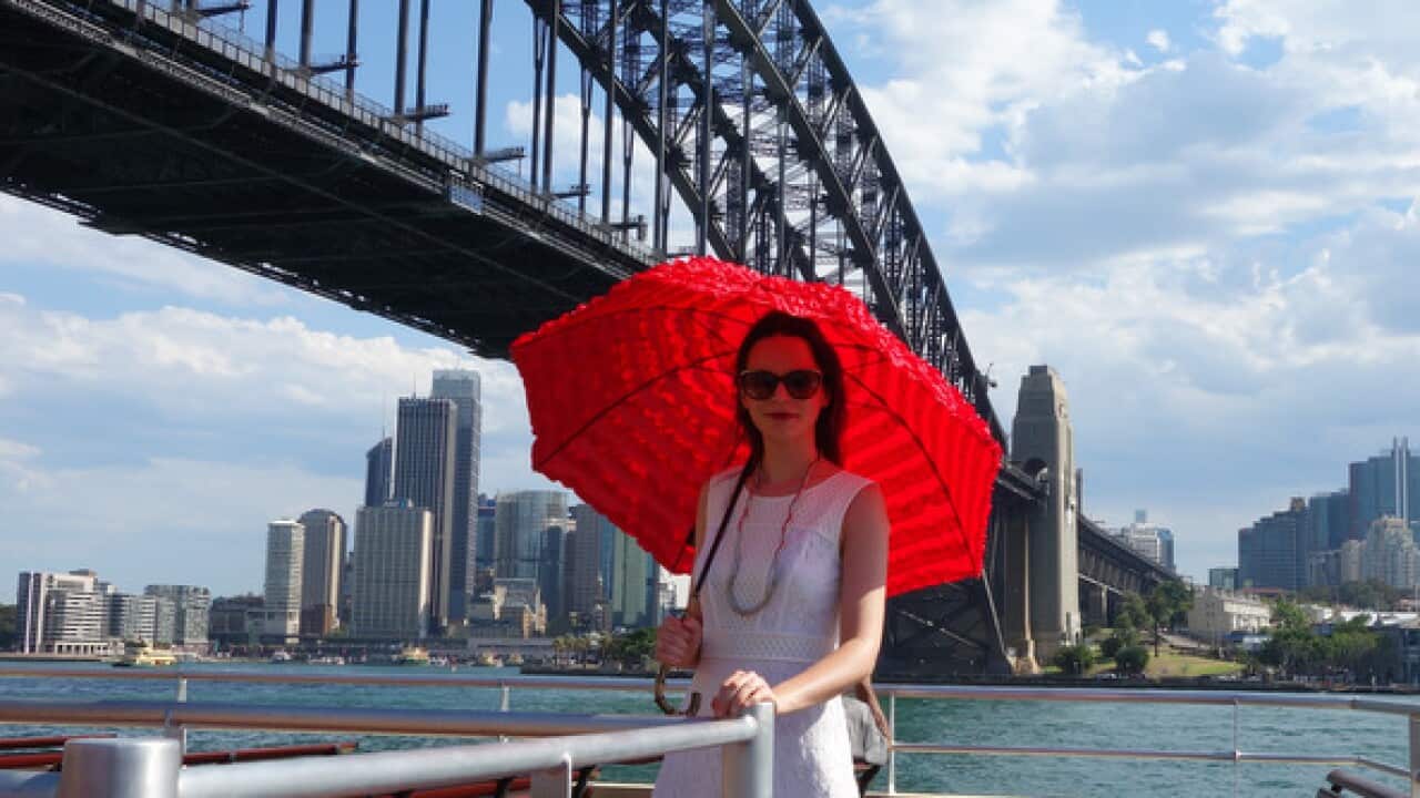 Valentina near the Sydney Harbour bridge