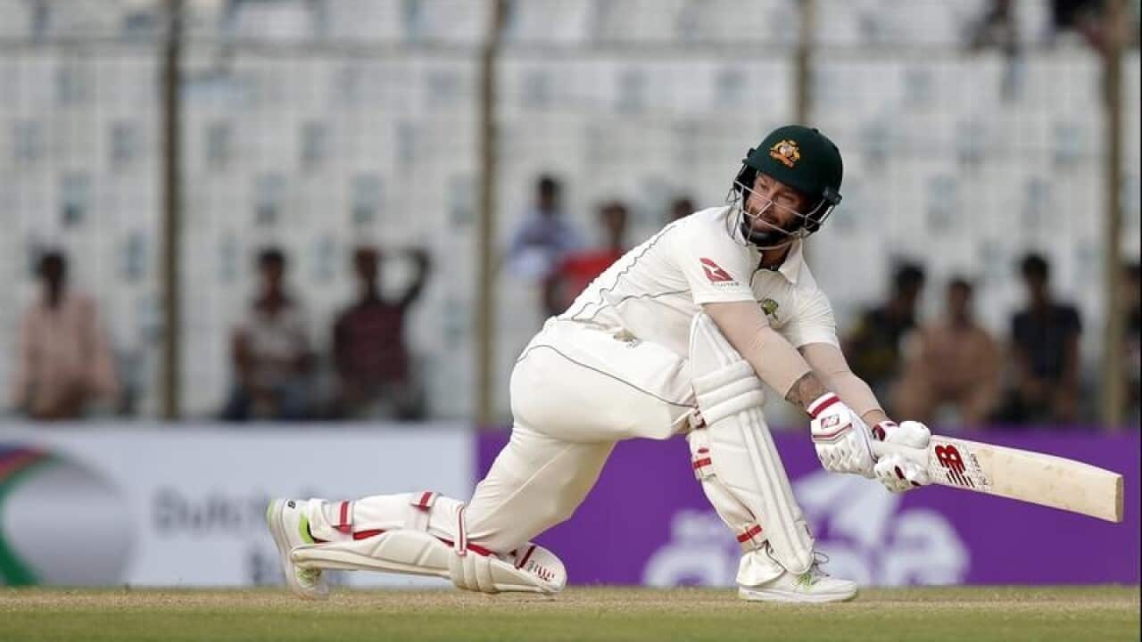 Australia's Matthew Wade plays a shot.