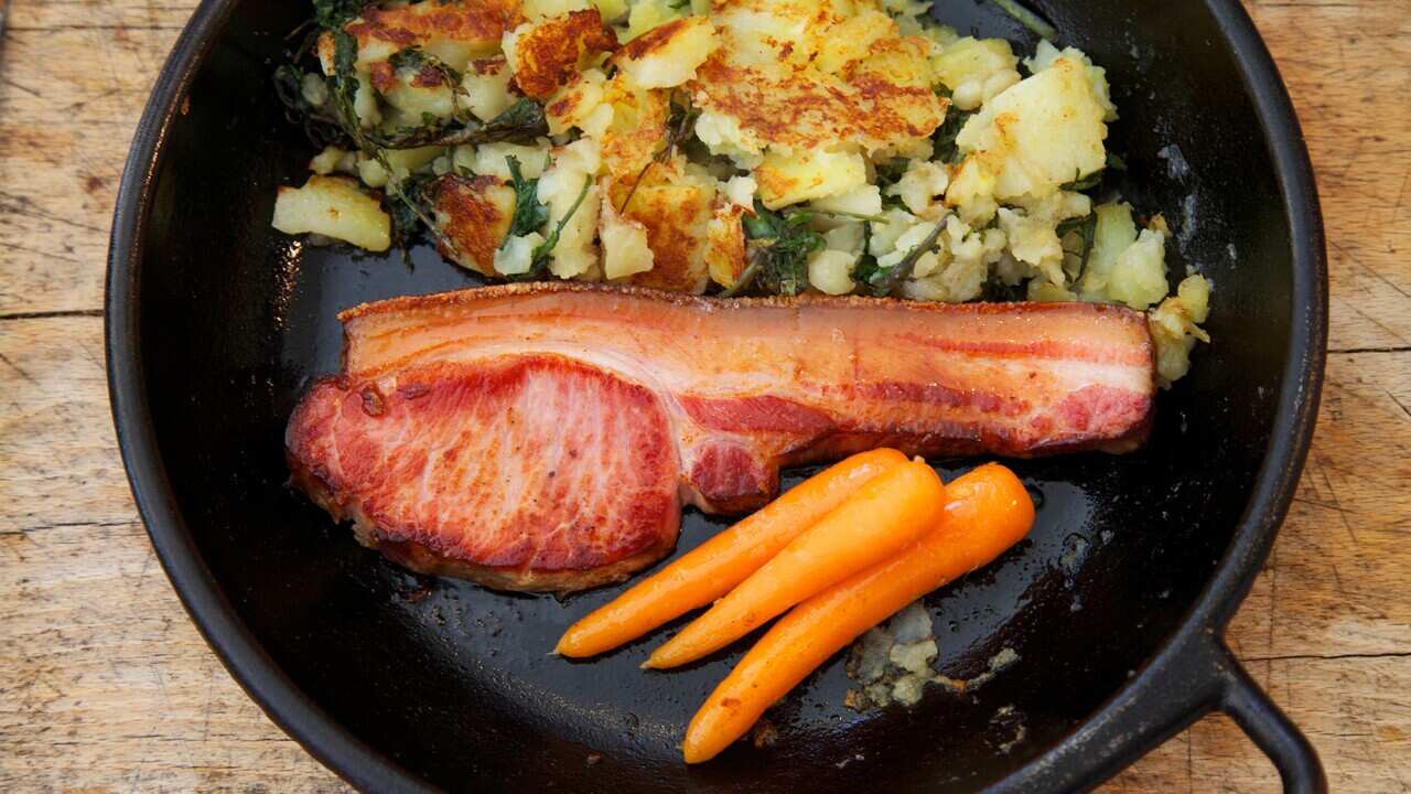 Pan-fried kassler with colcannon | SBS Food