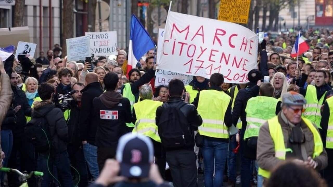 The 'yellow jackets' protesters.