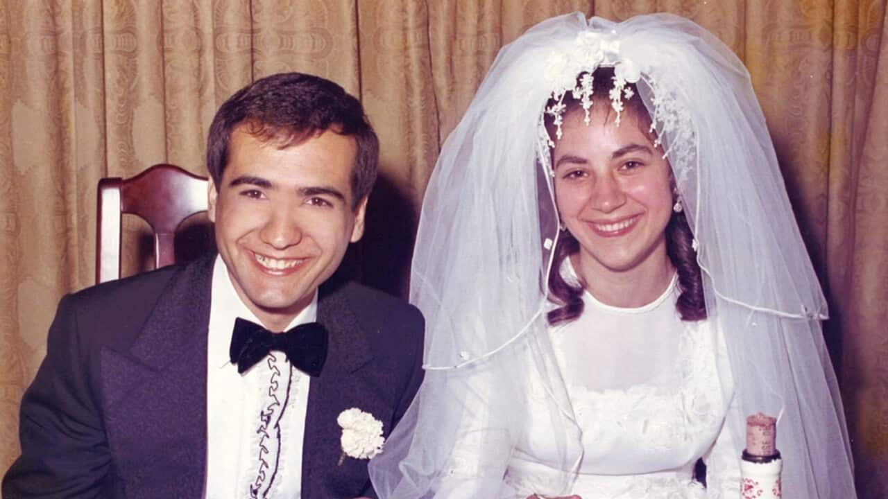 John Samperi and his wife on their wedding day