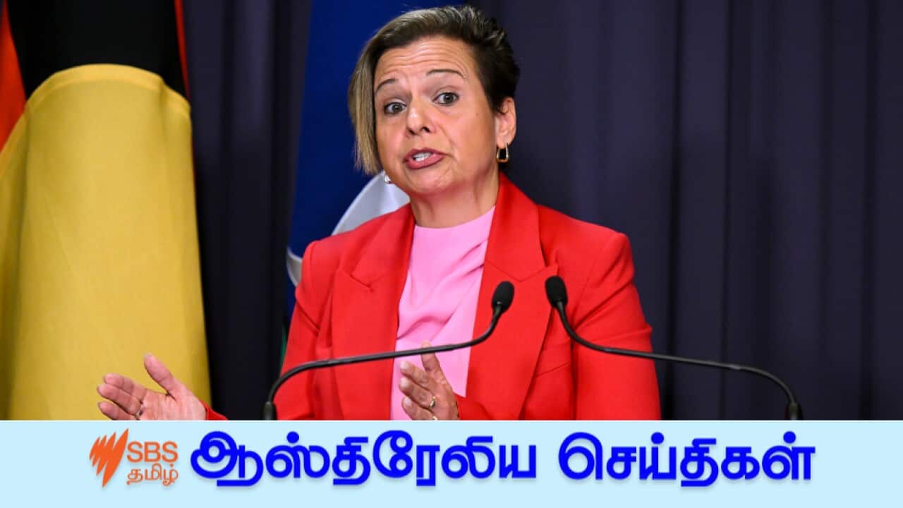 Australian Communications Minister Michelle Rowland speaks to the media during a press conference at Parliament House in Canberra