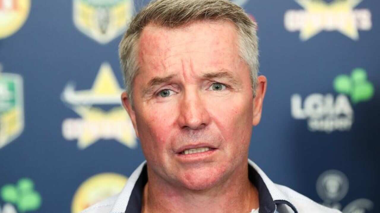 A file image of Cowboys NRL coach Paul Green talking to media.