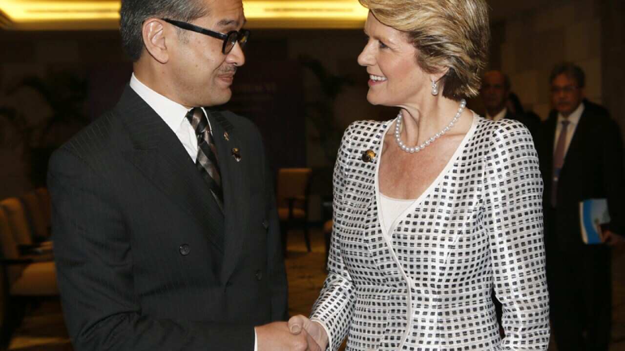 Indonesian Foreign Minister (L) with Julie Bishop