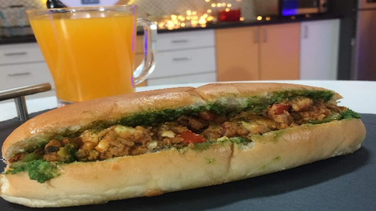 Paneer tikka roll