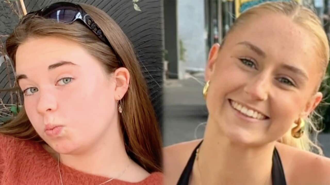 A composite image of two teenage girls