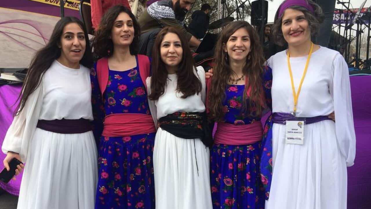 Group of women in Diyarbakir celebrating IWD
