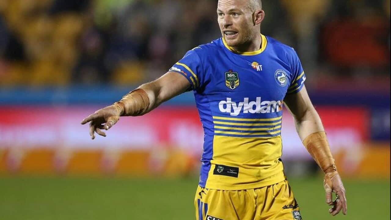 Beau Scott of the Eels points while in action.