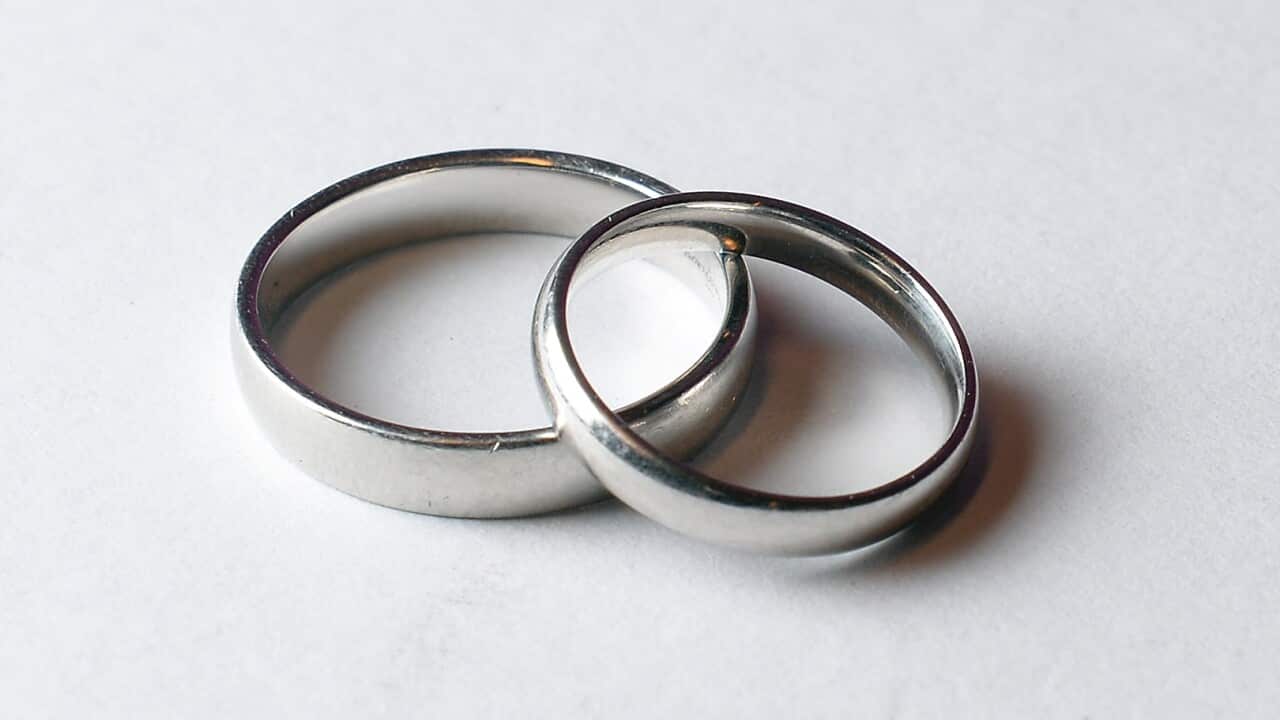 A pair of Wedding rings, London. Picture date: Thursday August 28, 2014. . Photo credit should read: Anthony Devlin/PA Wire